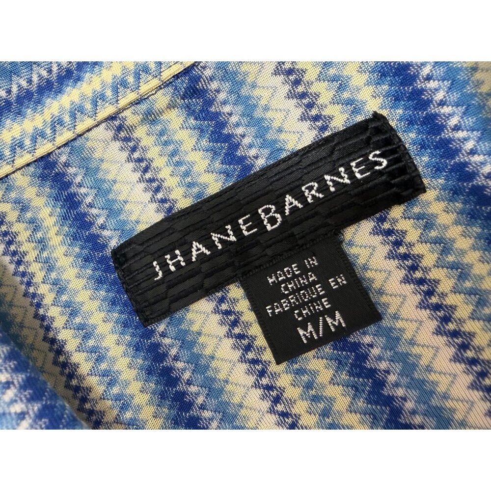 Jhane Barnes Shirt Mens Medium M 100% Silk Button Up Short Sleeve Psychedelic - Picture 2 of 6